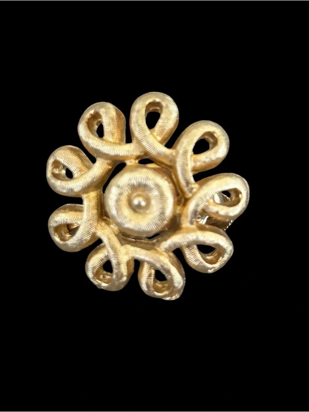 VTG Coro Clip On Earrings Twisted Knot Gold Tone MCM Round Circle Signed 1 Inch